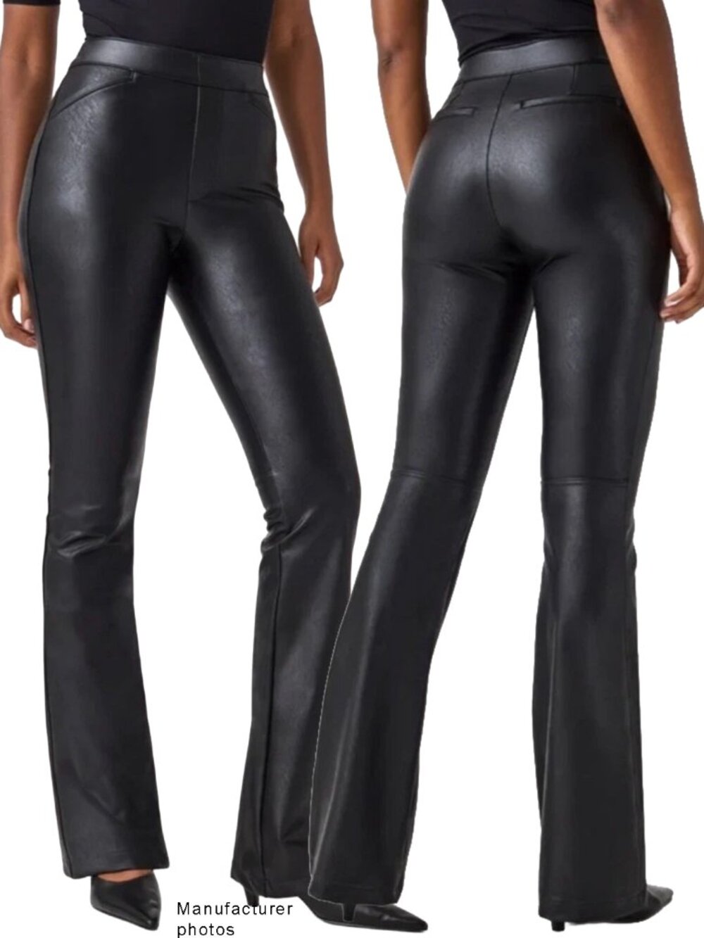 Spanx Leather-Like Pull-On Flare Pants Large - Picture 12 of 12